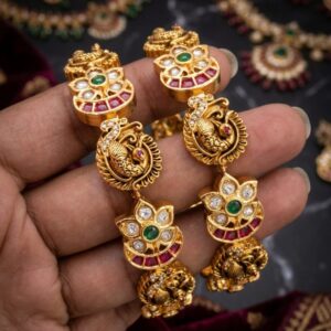 Gold Finish Temple Jewelry Kada Bangle Set