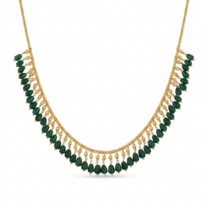 Elegant Gold-Tone Green Onyx Teardrop Statement Necklace