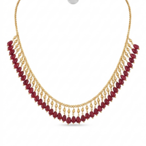 Elegant Gold-Tone Ruby Teardrop Statement Necklace