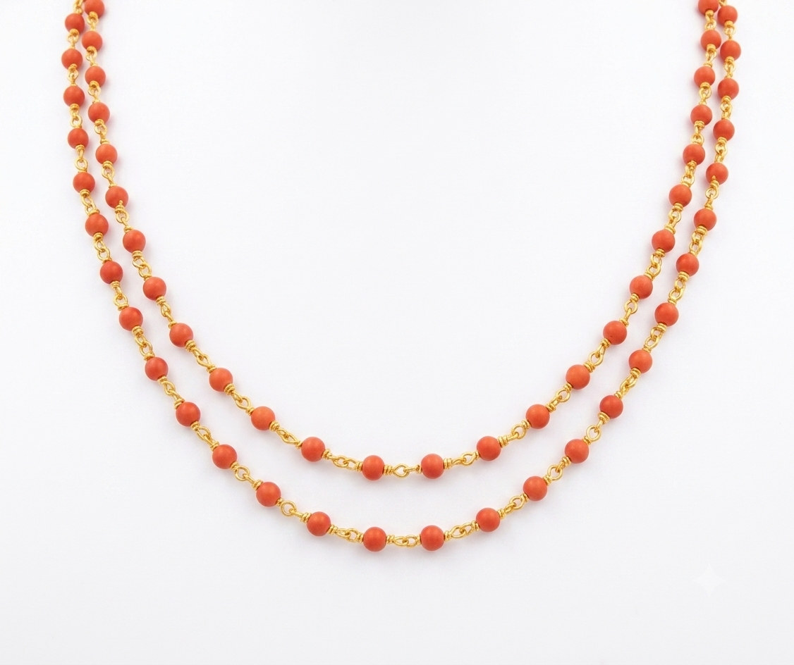 Traditional Handcrafted 2-Layer Red Coral Beads Necklace